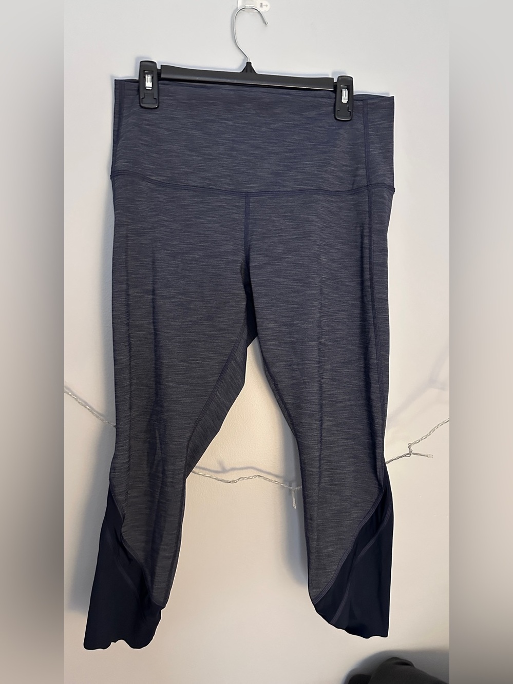 Lululemon High-Rise Navy Heathered Mesh Leggings 14 EUC